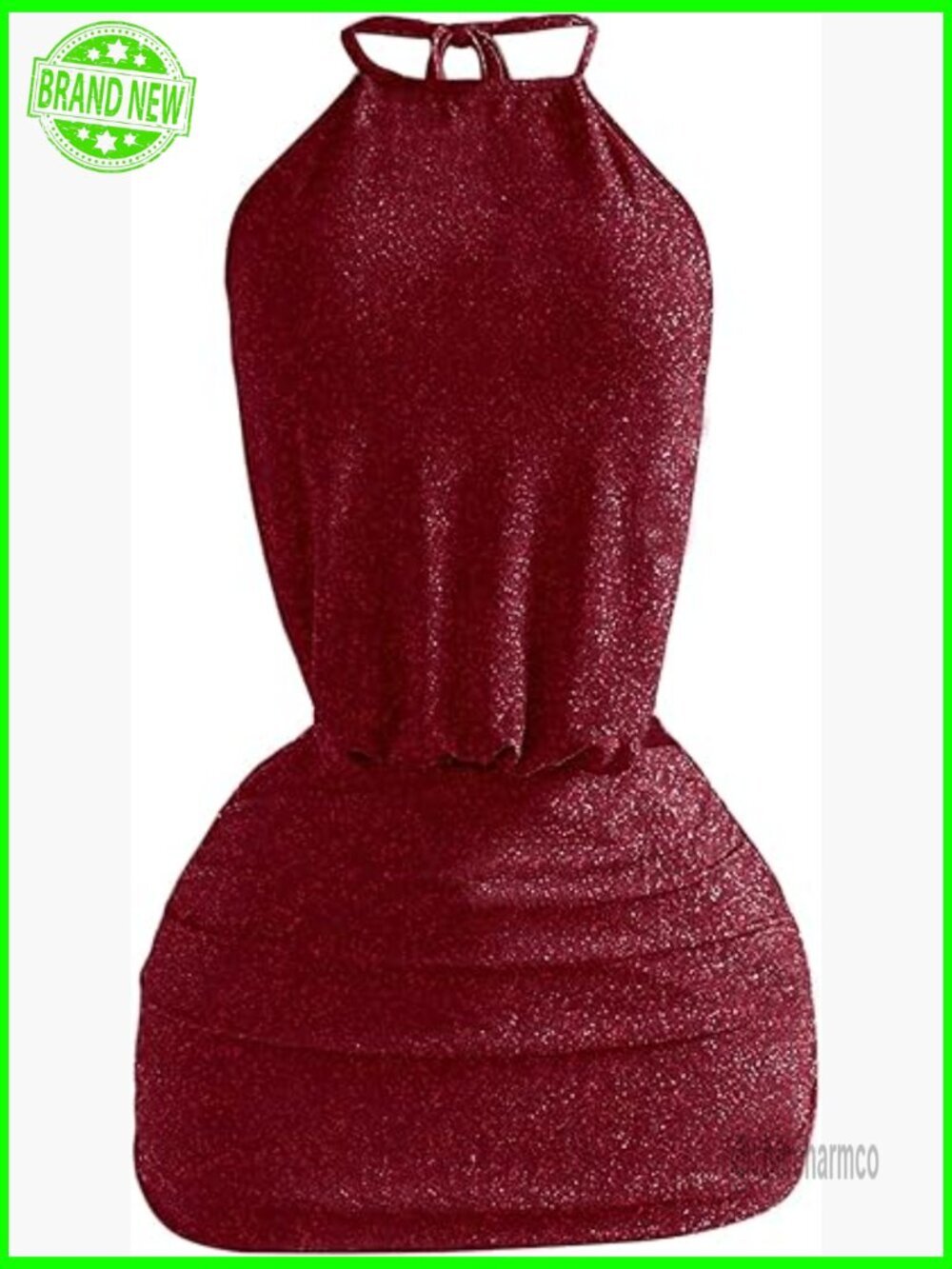 Open Back Halter Mini Dress Sleeveless Tie Backless Ruched Bodycon Club Dress